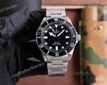 High Quality Replica TUDOR Black Bay Silver Stainless Steel Black Face Dial Black Bezel Watch 42mm